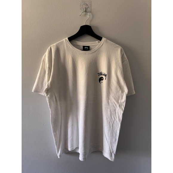 Stussy Ying Yang T-Shirt White with Black, Size Large - Picture 2 of 6